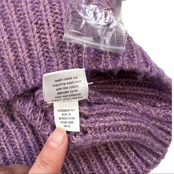 Elizabeth And James Giada Lavender Metallic Thread Chunky Open Knit Sweater - Picture 8 of 11